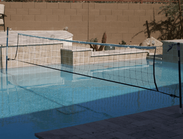 A pool with a net and some water