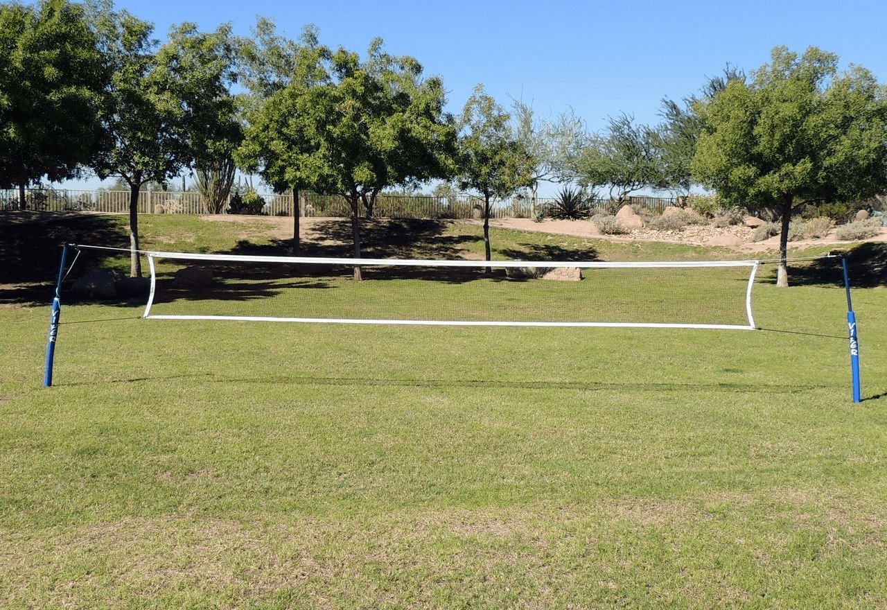 an outdoor volleyball court